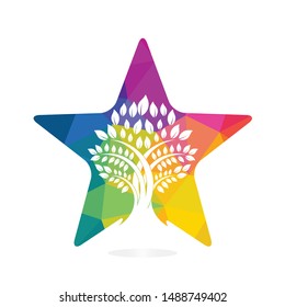 Star Tree Logo Design. unique tree concept.