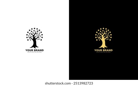 Star tree logo, tree and star icon. Vector illustration design