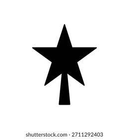Stern-Baum-Topper-Symbol Silhouette Vektor flaches Design auf weißem Hintergrund.