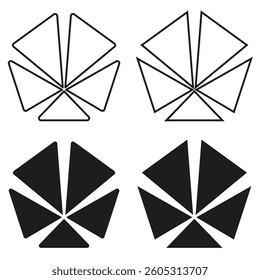 Star triangle icon. Black geometric shape. Symmetrical vector symbol. Sharp edge detail.