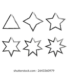 Star triangle icon. Outline shape figure. Vector graphic set. Black linear design.