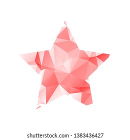 Star of a triangular mosaic in shades of red. Symbol of sky in trendy modern abstract style. For stickers, labels, tags and greeting cards for Valentine Day eps10