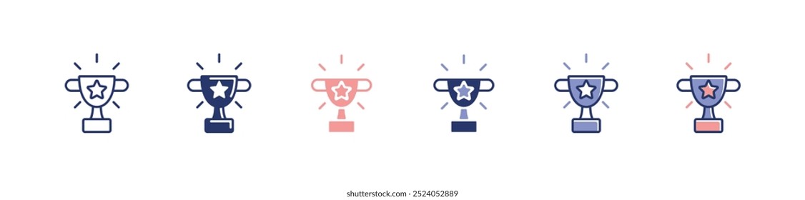 star trophy award cup icon set competição vencedor prêmio vitória vetor shinning troféu estrela sinais ilustração