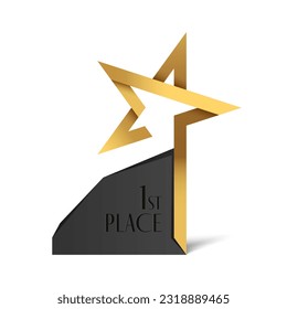 Star Trophy award. Gold prize isolated. Vector illustration of award