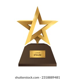 Star Trophy award. Gold prize isolated. Vector illustration of award