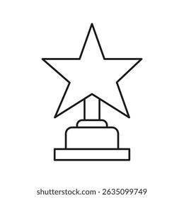 Star Trophy Award Line Icon. Achievement Recognition, Excellence, And Success Symbol. Celebratory Prize, Honor, And Accomplishment Representation. Editable Stroke. Isolated Vector Illustration.
