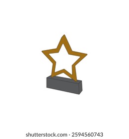 Star trophy cup vector illustration on white background. Championship award winner 