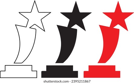 Star Trophy Icon Flat Graphic Design