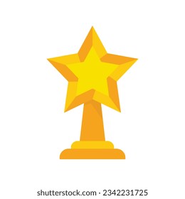 Star trophy icon flat vector. Winner award. Prize victory isolated