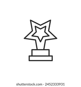 Star trophy icon. A simple and universal symbol of a star-shaped trophy, often awarded for excellence and top performance in various fields such as sports, arts, and business. Vector illustration. 