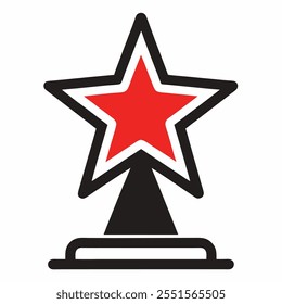 Star trophy icon. A simple and universal symbol of a star-shaped trophy, often awarded for excellence and top performance in various fields such as sports, arts, and business. Vector illustration.
