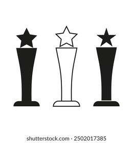 Iconos de trofeo de estrella. Siluetas de premio. Vector gráfico. Símbolo de logro.