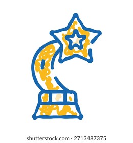 Dibujo de la línea del trofeo de la estrella con un emblema de la estrella audaz que simboliza la victoria, la excelencia y el logro del primer lugar para los premios, la competencia, el éxito, el reconocimiento y la celebración