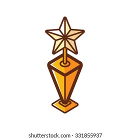 Star Trophy Vector Icon, Award Element