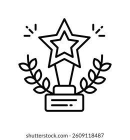 Star Trophy vector outline icon. EPS 10 file