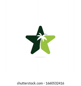 Star Tropical beach and palm tree logo design. Creative simple palm tree vector logo design.	