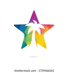 Star Tropical beach and palm tree logo design. Creative simple palm tree vector logo design