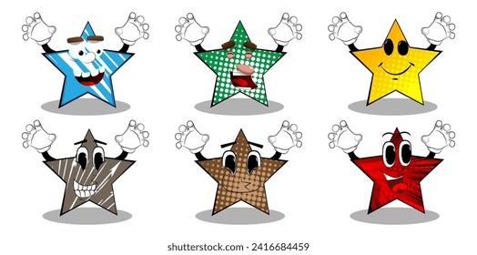 Star is trying to scare you. Funny and cute cartoon character, with anthropomorphic face.