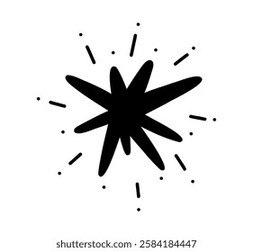 Star, twinkle and spark. Drawn vector illustration on a white background.
