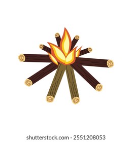 Star type tourist campfire. Colored vector flat illustration