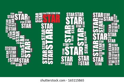 star typography 3d text word art vector illustration star word cloud