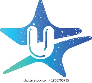 Star U Letter Logo Design