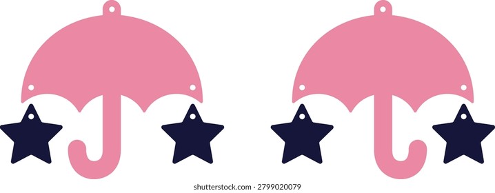 Star Umbrella Earrings Celestial Cute Jewelry Design