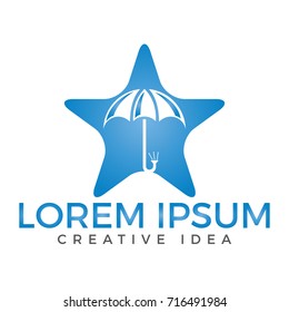 Star and umbrella logo design.