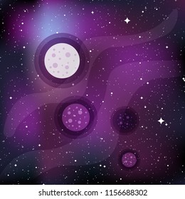 Star universe background with planets. Concept of galaxy, space, cosmos, space dust. Vector illustration