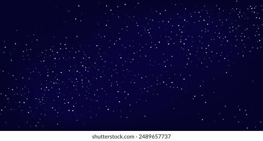 El universo de estrellas de la noche cielo azul de fondo negro con estrellas brillantes y polvo cósmico. Ilustración vectorial realista. Vastedad y magia del universo, perfecto para el diseño de fantasía