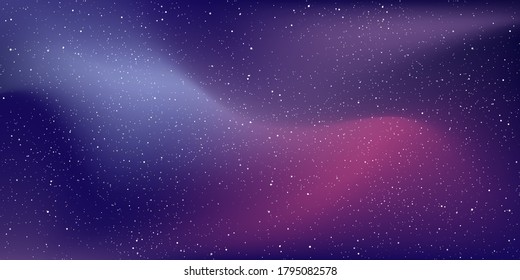 Star universe and stardust in deep space background and milky way galaxy in the night with nebula in the cosmos. Vector Illustration.