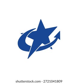 A star with an upward arrow. Aspiration. Vector linear icon isolated on white background.