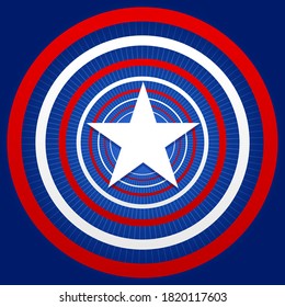 Star with USA flag concept round vector illustration. American patriotic design.