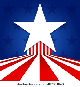 Star with USA flag concept vector illustration. American patriotic design.