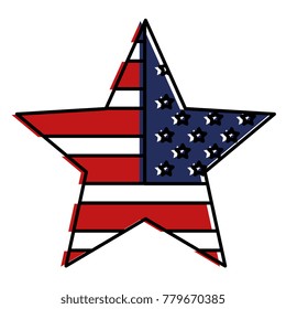 star with USA flag isolated icon
