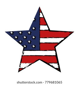 star with USA flag isolated icon