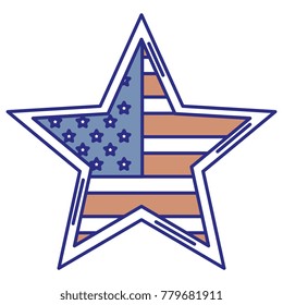 star with USA flag isolated icon