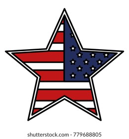 star with USA flag isolated icon