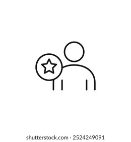 Diseño del icono del usuario de la estrella, ilustración lineal negra plana simple para el Web y el App.. eps