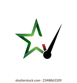Star and V initial logo with green, red and black color for our company or business