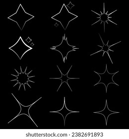 Stern, Vektorgrafik, Abstrakt, Weiß, Schwarz, Licht, Illustration, Symbol, Element, Burst, Idee, Star Fireworks, Night, Mood, Variationen, Cartoon, Simple, Concept, Art, Flat, Element, Festivals, Flash