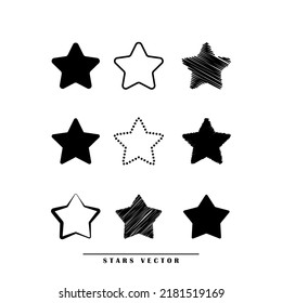 Star vector. Black stars pentagram icon on white background. Vector illustration.
