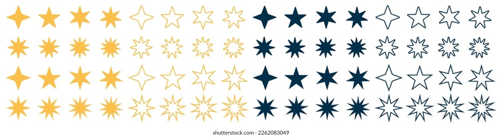 Star vector collection. Golden and Black set. Stars in flat style.