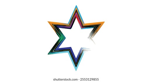 Vector de estrella en estilo de mimbre colorido. estrella colorida para el diseño del logotipo. Elementos de Plantilla de diseño de icono de logotipo de estrella Abstractas