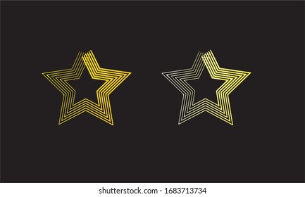 Star vector design yellow black line art 