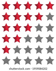 Star vector Five stars customer product rating review red gradient icons for apps and websites. Vector illustration