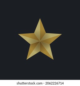 Star vector. Golden star icon design isolated on dark background. 