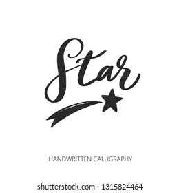 Star. Vector handwritten Lettering, Calligraphy. Symbol and Logo concept