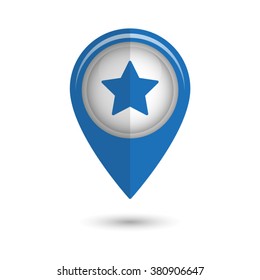 star - vector icon;  blue map pointer