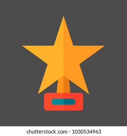 Star vector icon, flat rank, yellow web symbol on a grey background. Vector illustration.